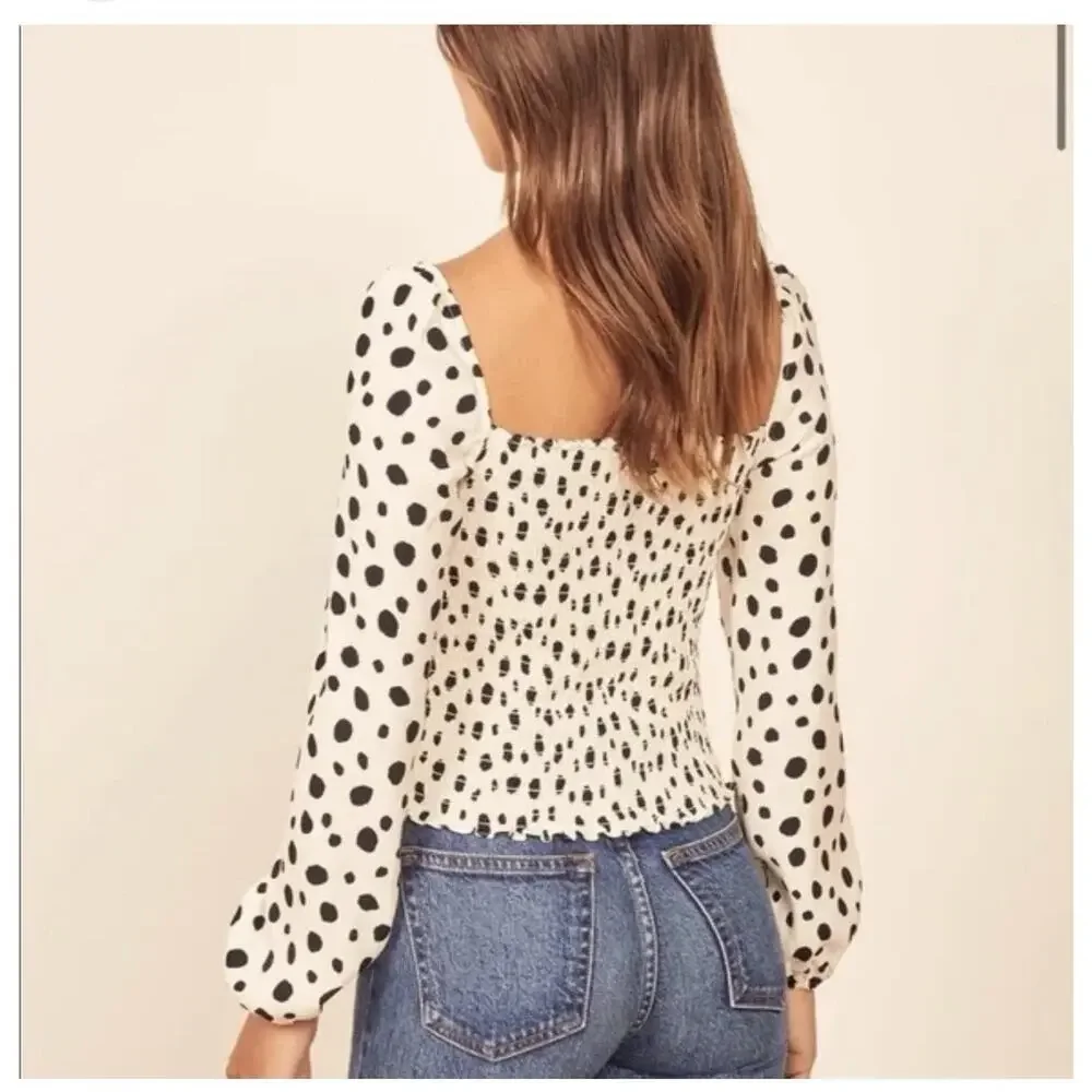 Reformation Reign Top Puff Sleeves Ink Blot Empire Waist Renaissance Milk Maid 6